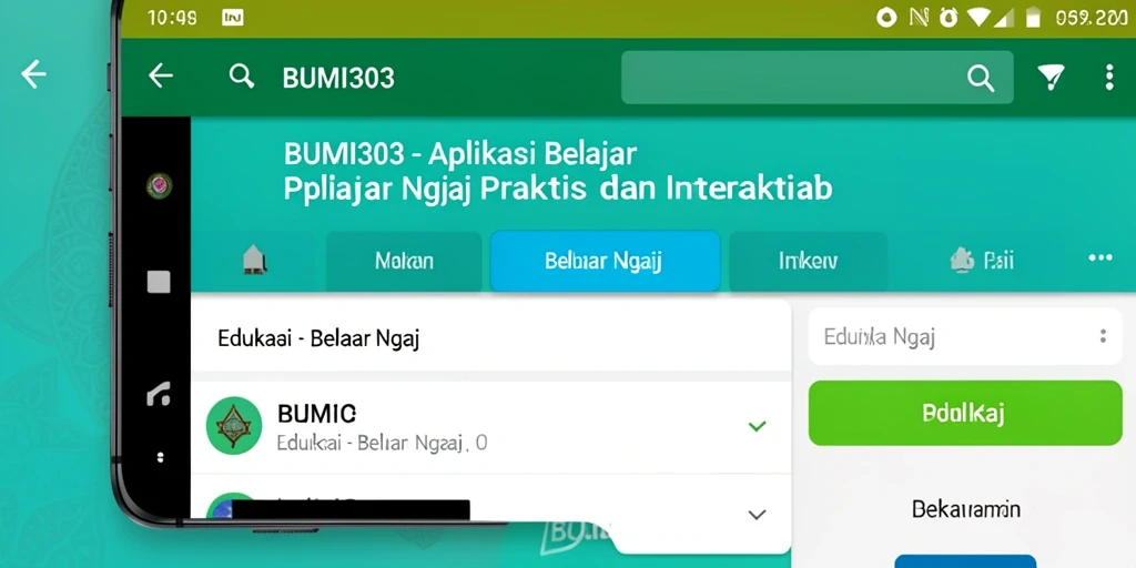 Tampilan antarmuka aplikasi BUMI303 yang menarik dan fungsional.