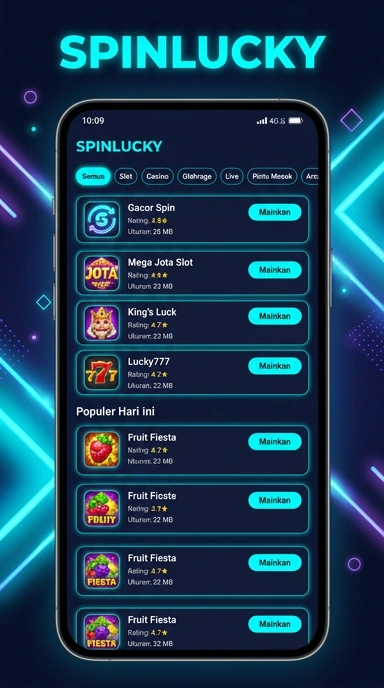 Tampilan katalog aplikasi spinlucky