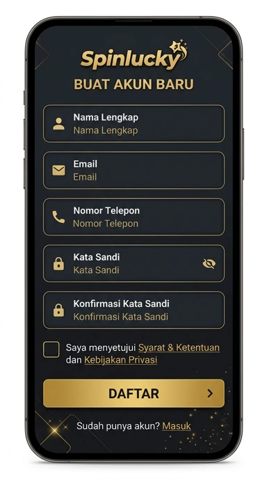 Tampilan halaman daftar spinlucky
